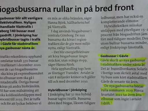 Fler biogasdrivna bussar och nya elbussar till Gävle!