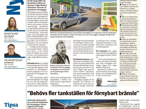 Det måste gå fortare att öppna tankställen för fordonsgas i Gävleregionen!
